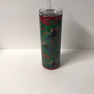 Handmade Popeye and Olive Oyl stainless steel tumbler